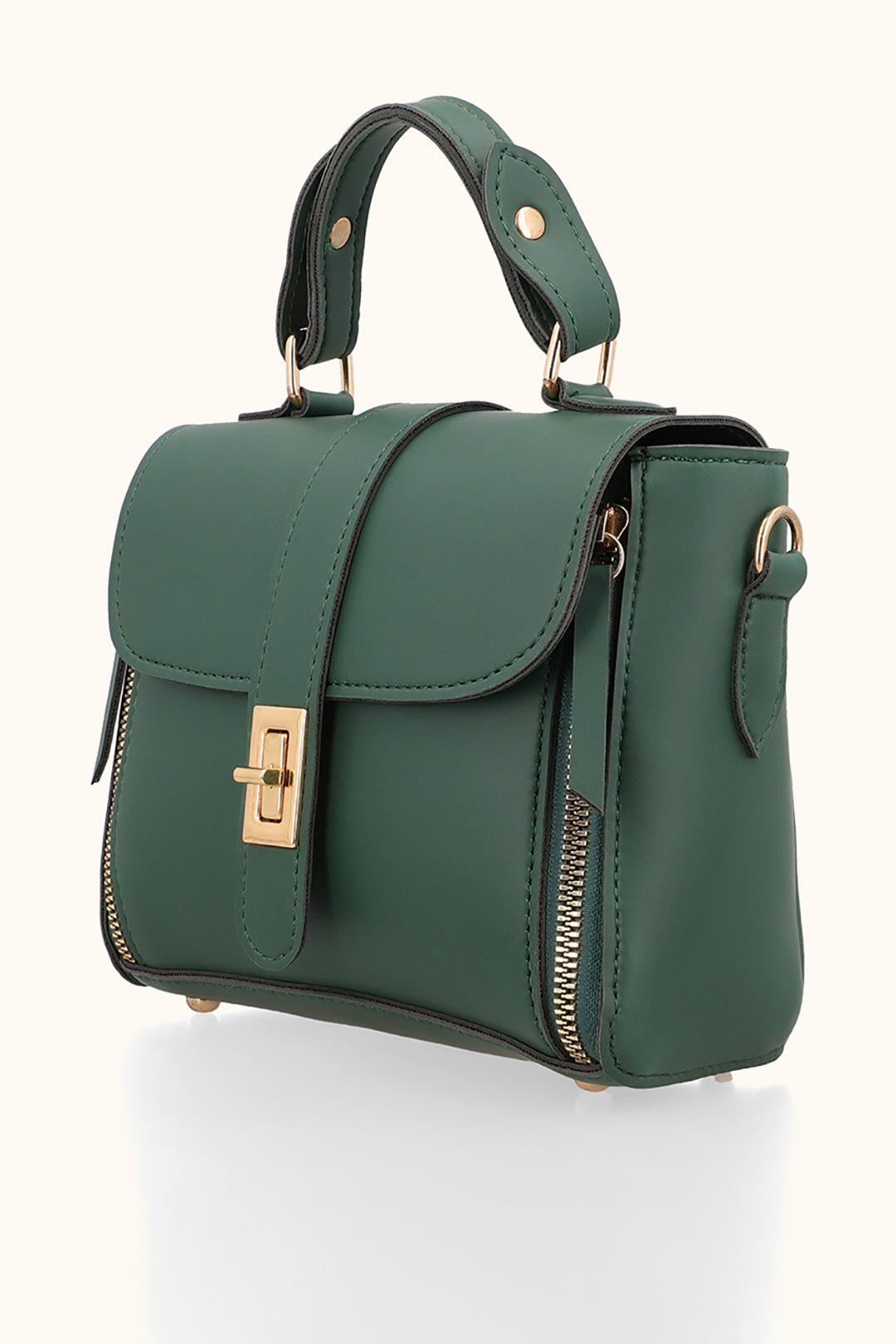 Elegant Green Handbag with Gold Accents