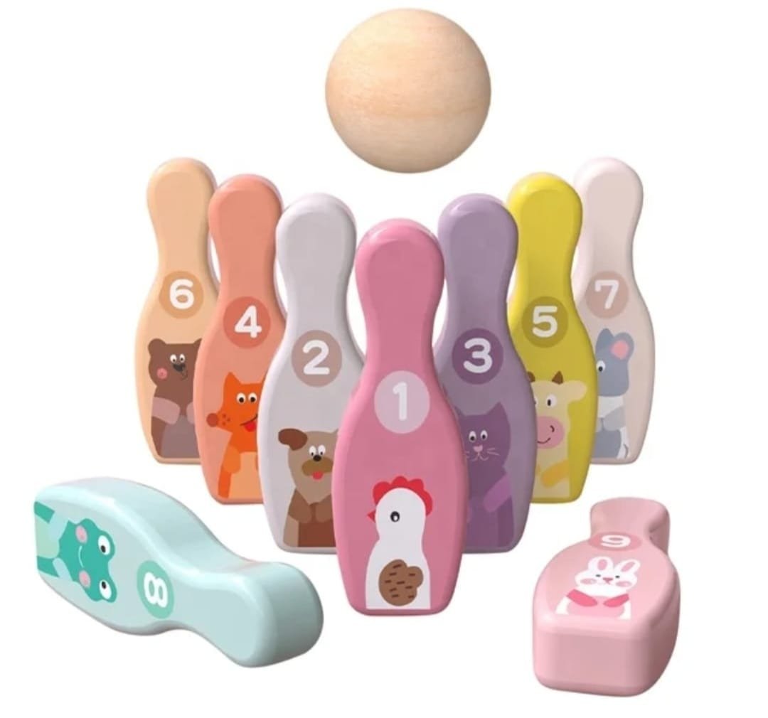 Wooden bowling set