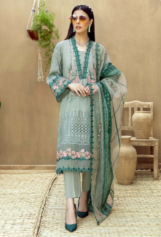 ADAN LIBAS – EC240 | Unstitched | Embroidered Lawn 3 Piece