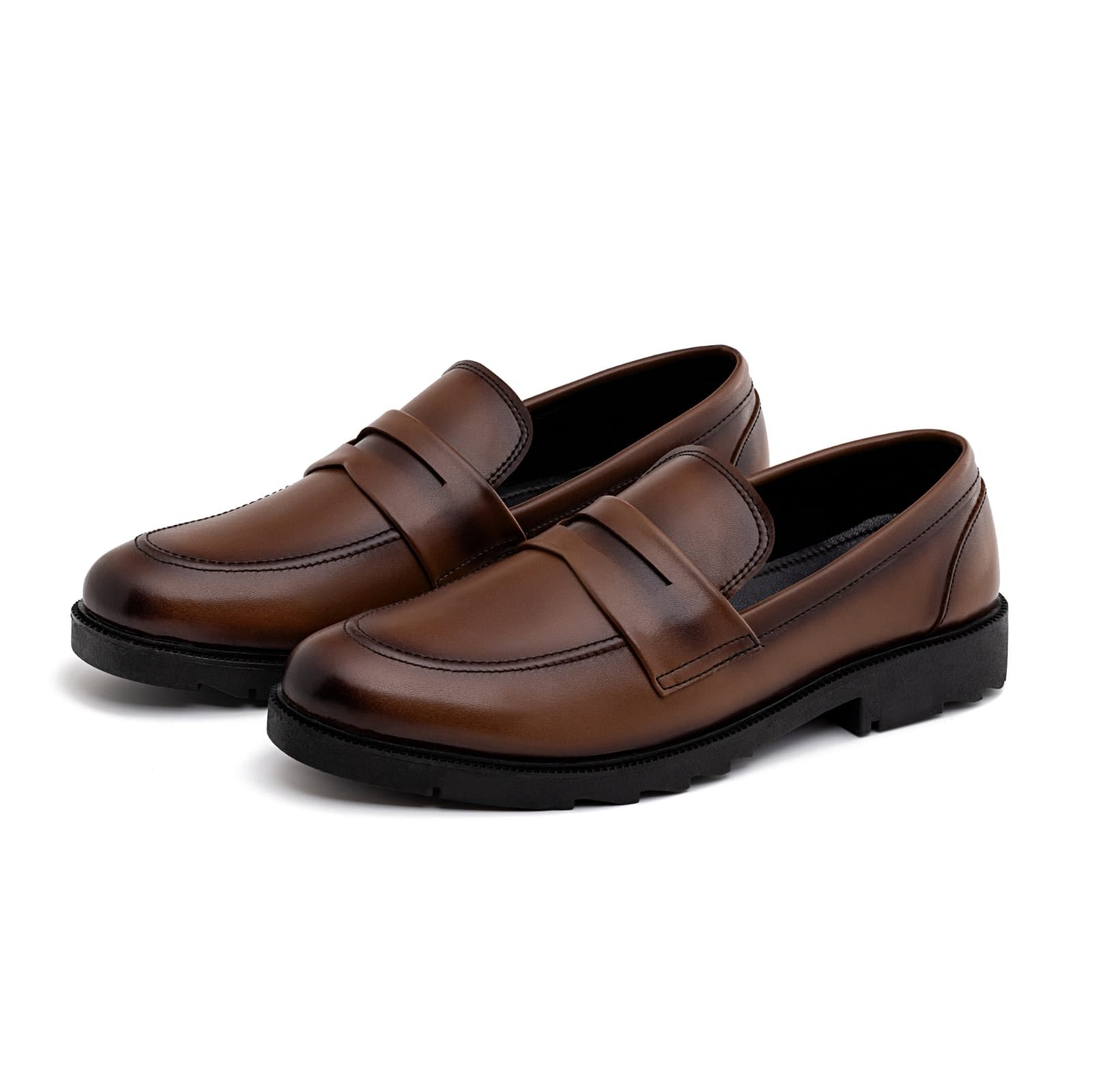 Cowcci’s Casual Men Loafer 100% Synthetic Leather – Brown/Black