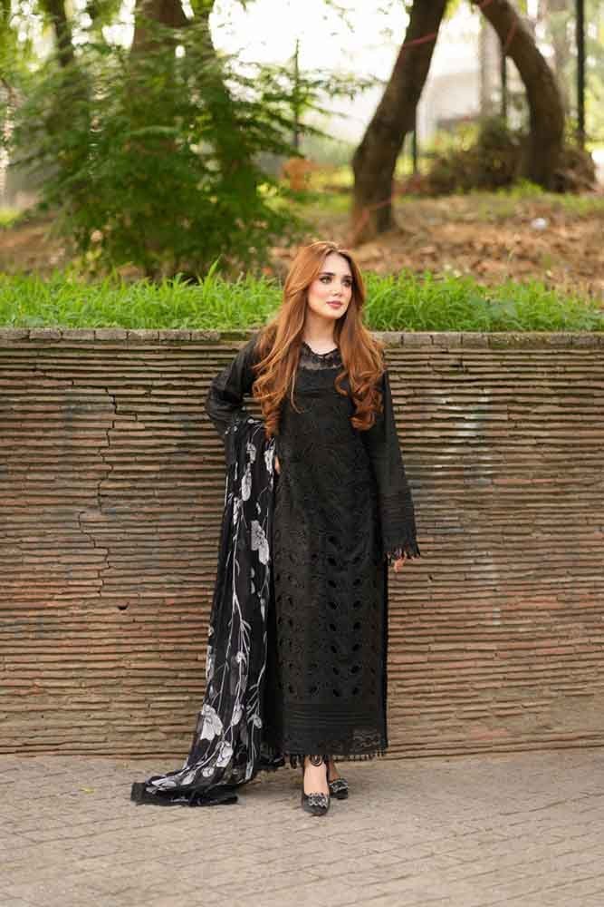 Libaas Black – EC627 | Unstitched | Embroidered 3 Piece