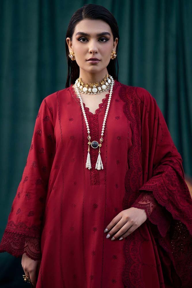 Motifz Red – EC672 | Unstitched | Luxury 3 Piece